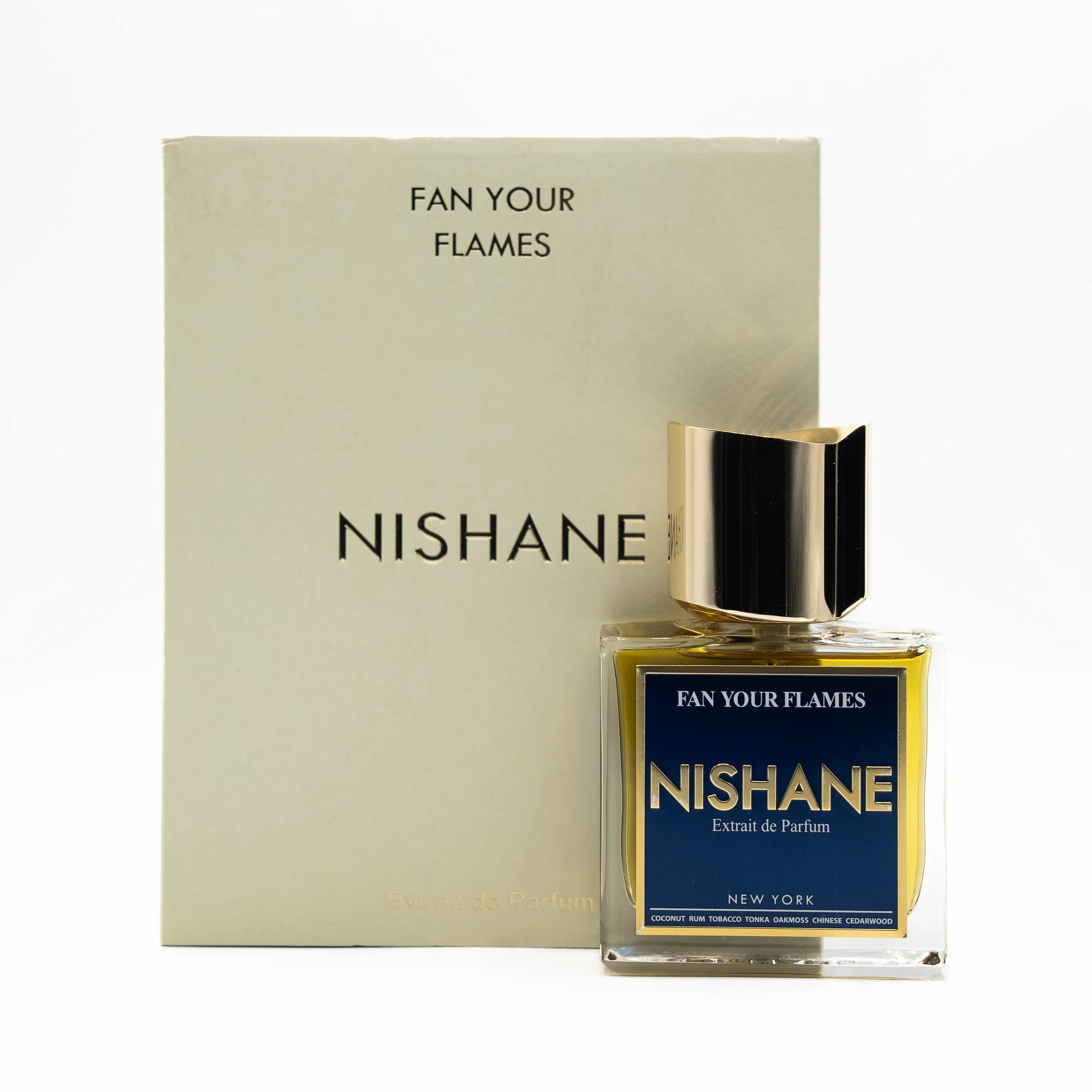 Nishane perfume bottle and packaging on a white background