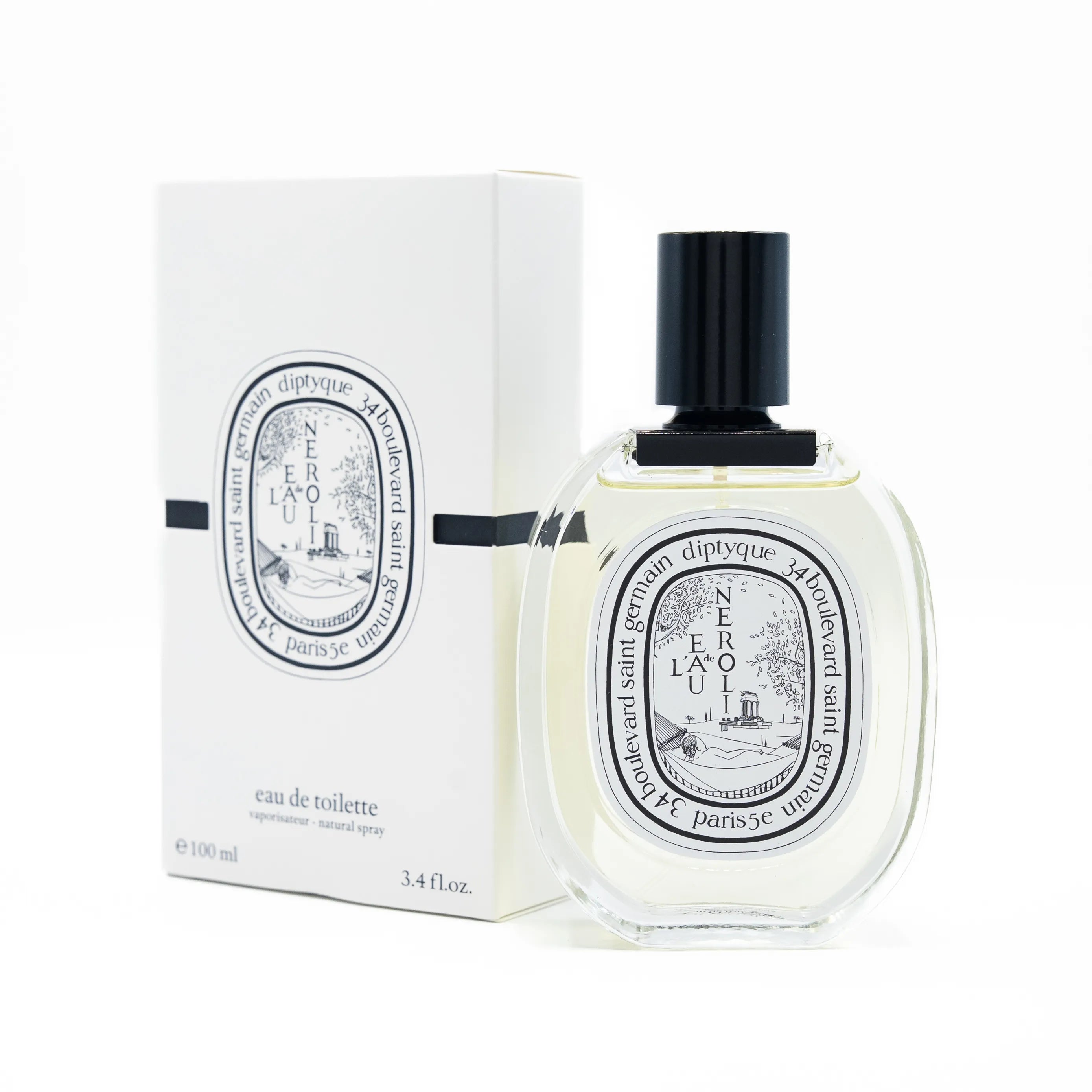 Diptyque Neroliau perfume bottle and packaging on a white background