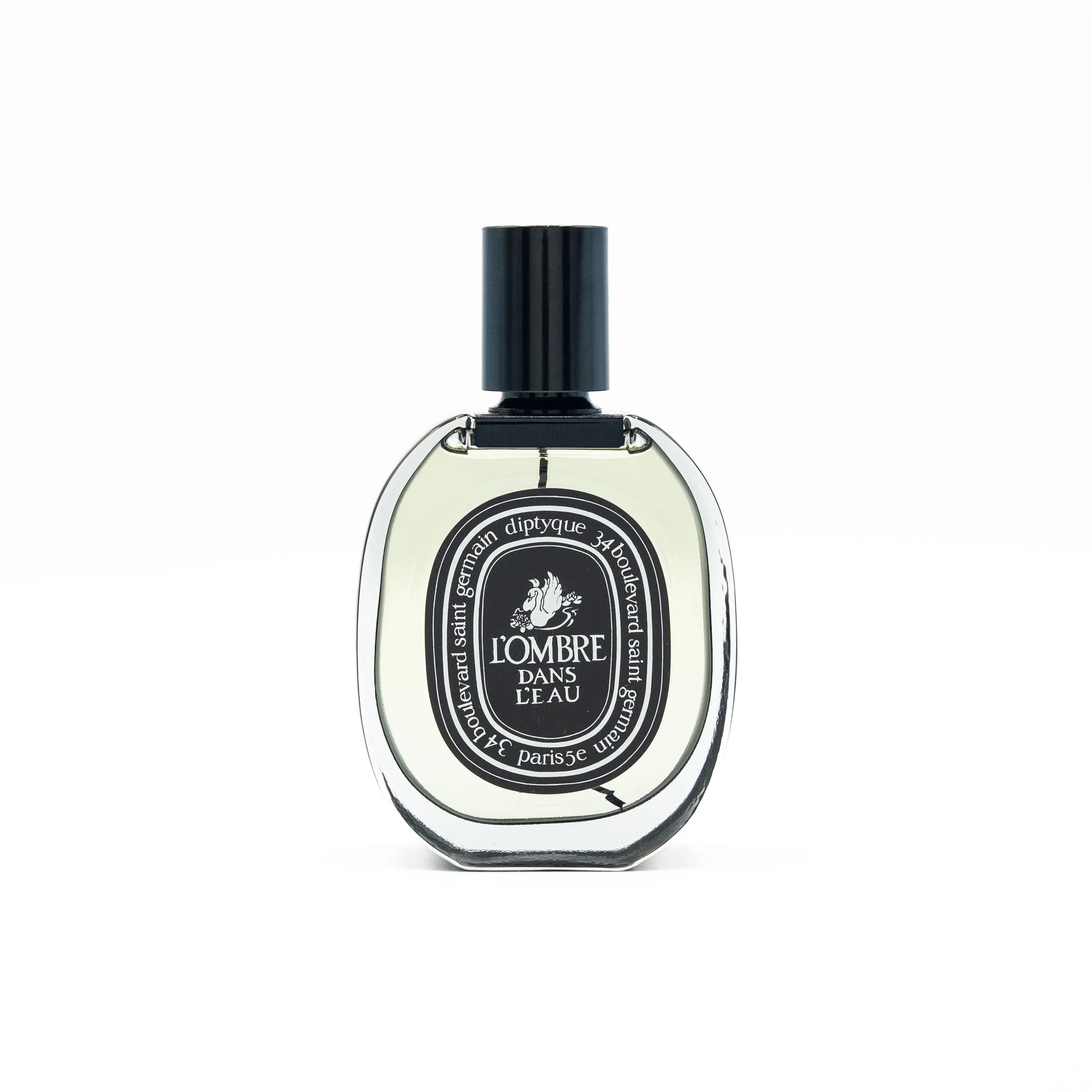 Diptyque perfume bottle labeled 'L'Ombre Dans L'Eau' on a white background