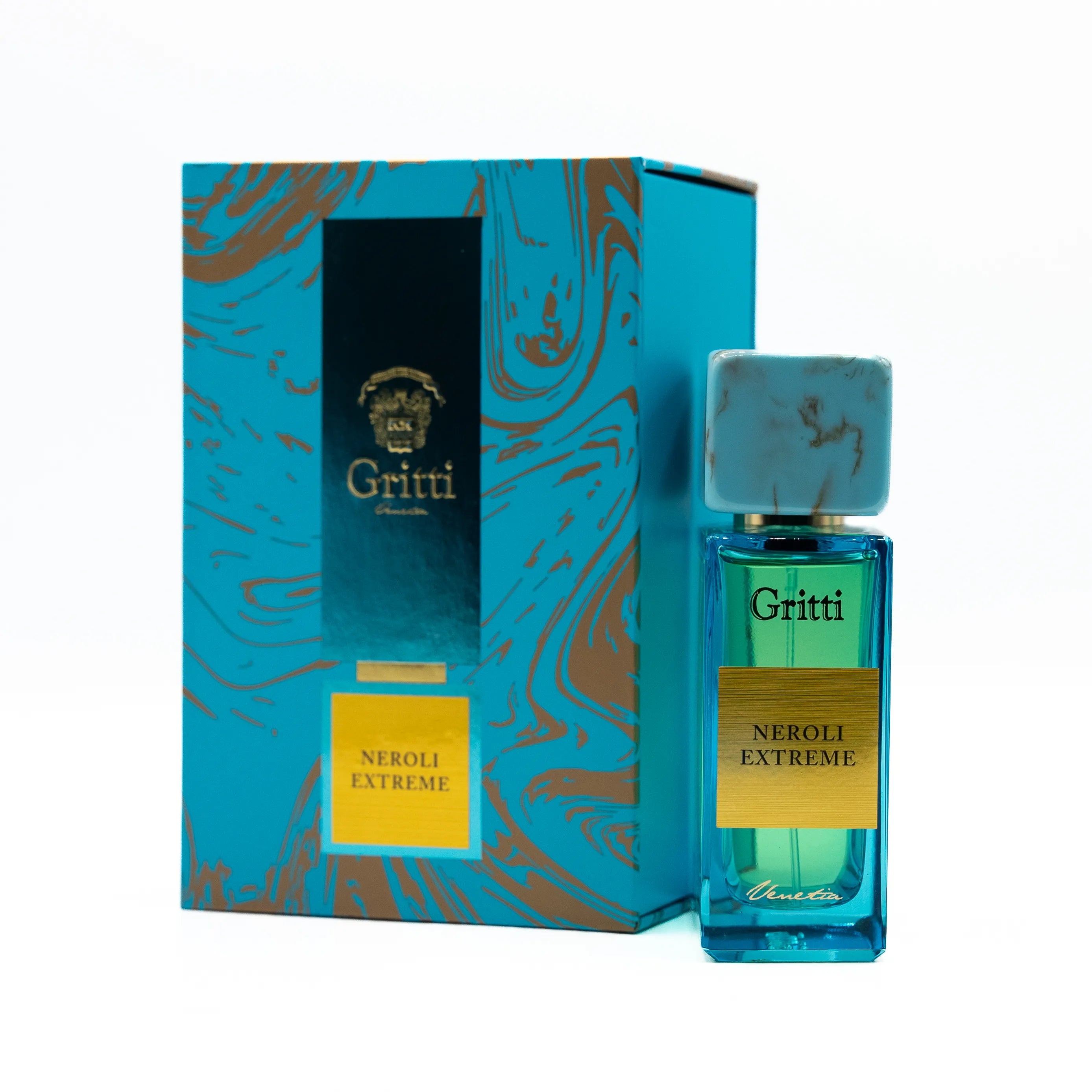 Gritti Neroli Extreme perfume bottle and packaging on a white background