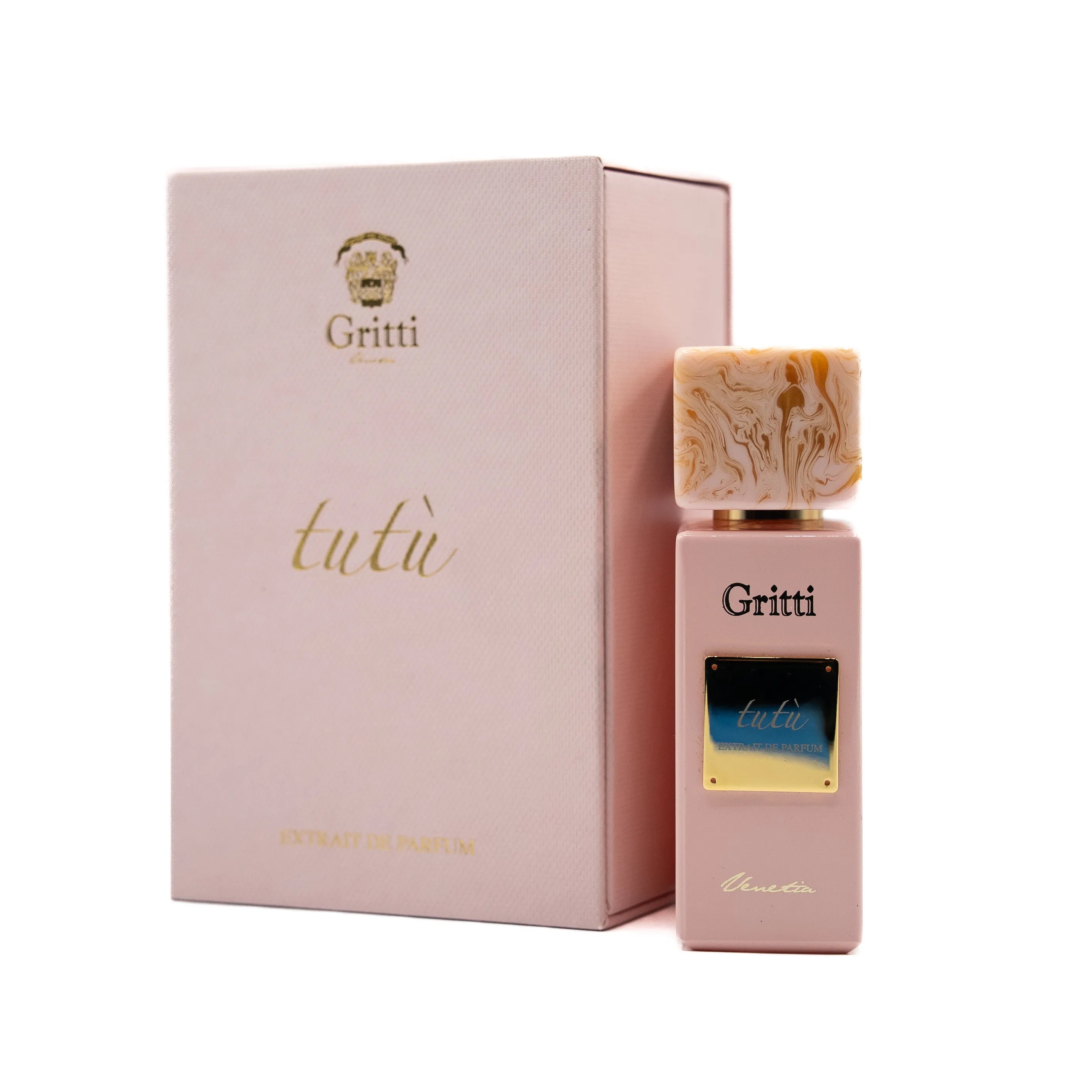 Gritti perfume bottle and packaging on a white background
